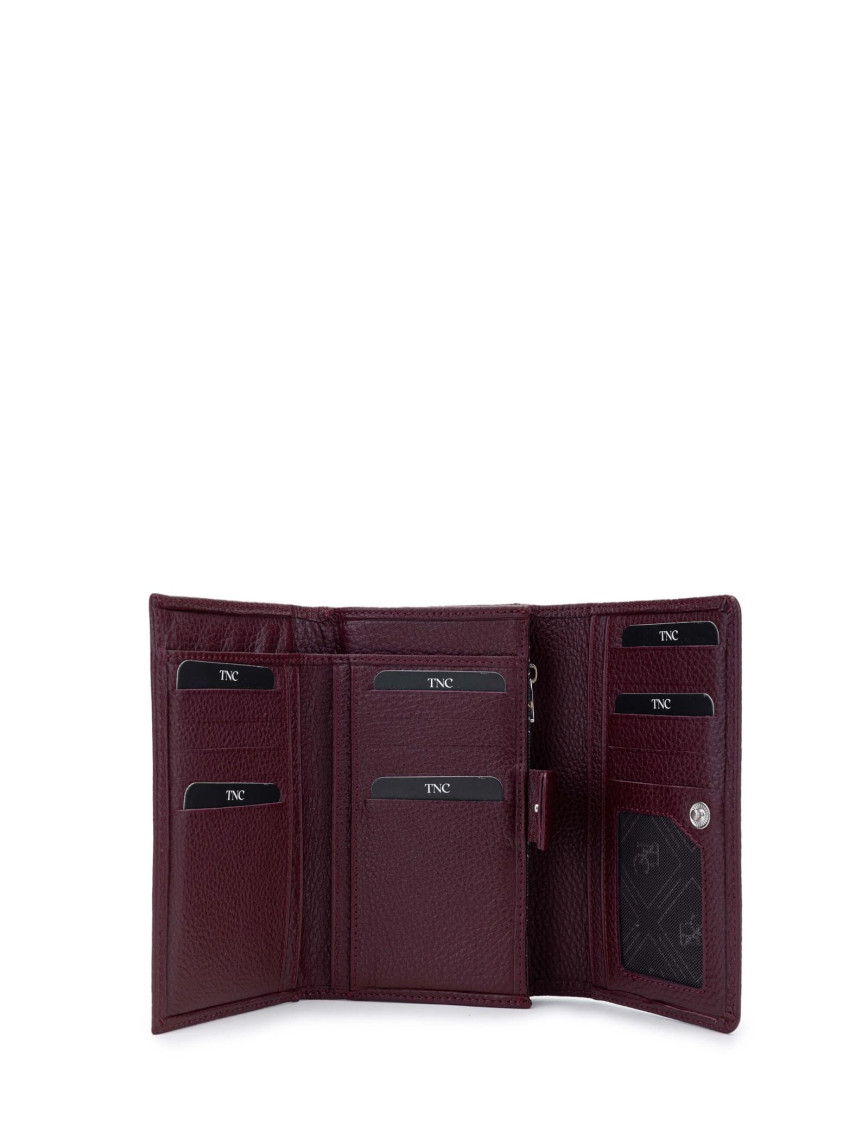 Tamer Tanca Kadın Hakiki Deri Bordo Cüzdan Cuzdan