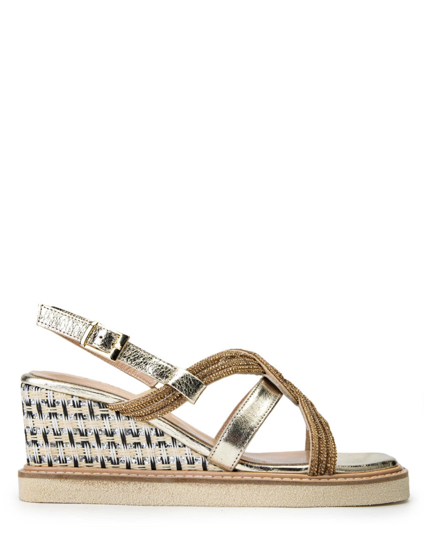 Tamer Tanca Kadın Hakiki Deri Altın Topuklu Sandalet