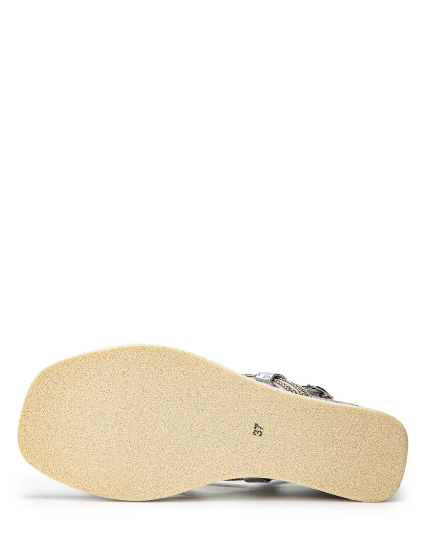 Tamer Tanca Kadın Hakiki Deri Gümüş Metalik Topuklu Sandalet