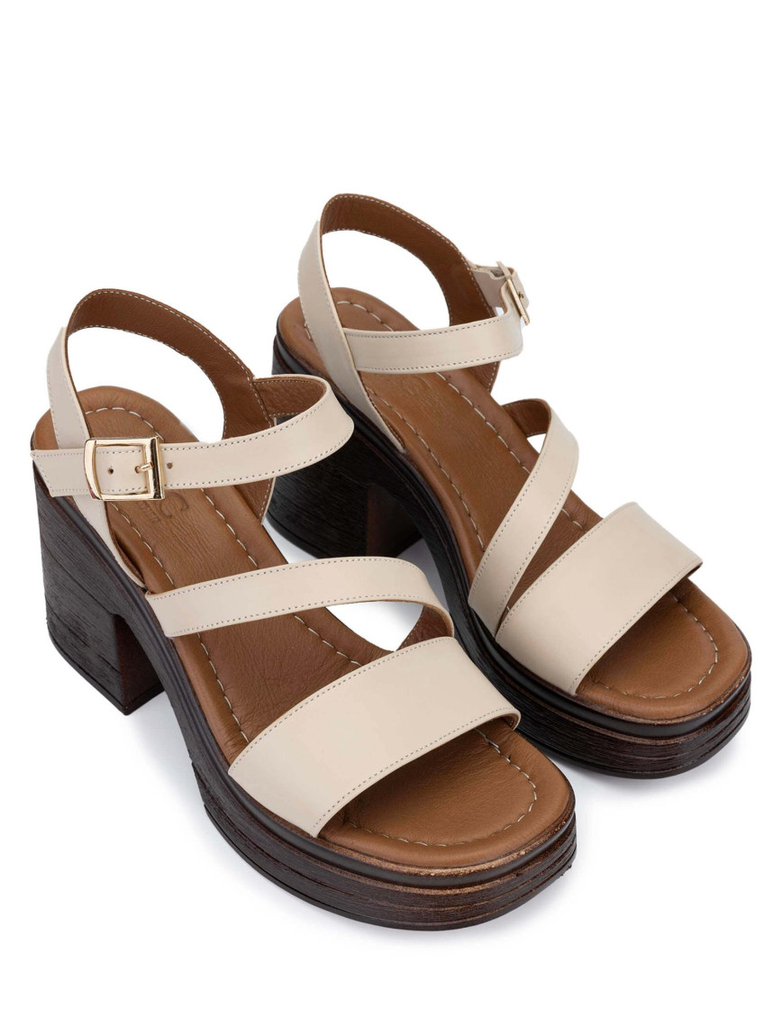 Tamer Tanca Kadın Hakiki Deri Bej Topuklu Sandalet Tamer Tanca Kadın Hakiki Deri Bej Topuklu Sandalet