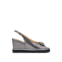 Tamer Tanca Kadın Hakiki Deri Antrasit Topuklu Sandalet