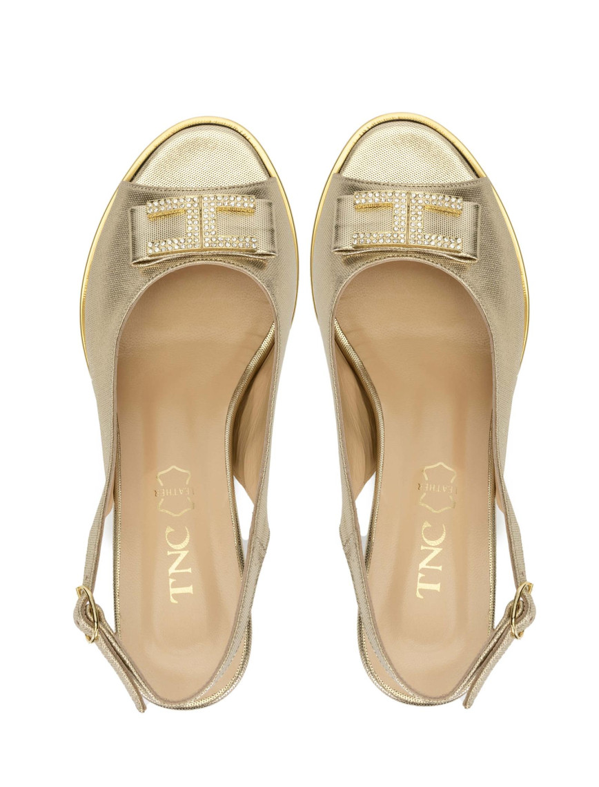 Tamer Tanca Kadın Hakiki Deri Altın Topuklu Sandalet