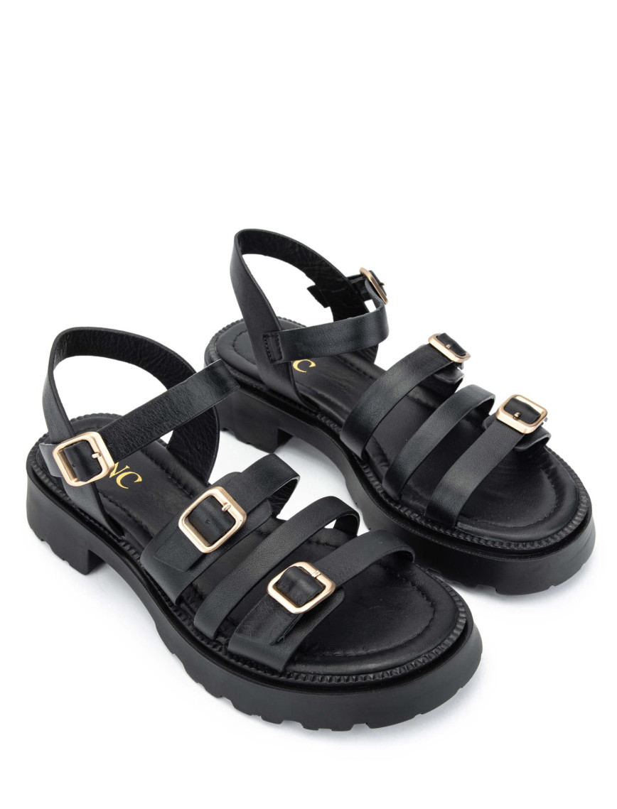 Tamer Tanca Kadın Hakiki Deri Siyah Deri Topuklu Sandalet Tamer Tanca Kadın Hakiki Deri Siyah Deri Topuklu Sandalet