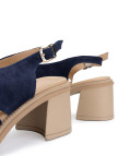 Tamer Tanca Kadın Hakiki Deri Lacivert Süet Topuklu Sandalet