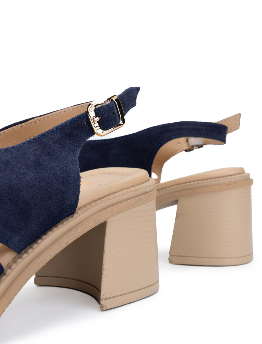 Tamer Tanca Kadın Hakiki Deri Lacivert Süet Topuklu Sandalet