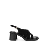 Tamer Tanca Kadın Hakiki Deri Siyah Süet Topuklu Sandalet
