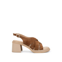 Tamer Tanca Kadın Hakiki Deri Taba Süet Topuklu Sandalet