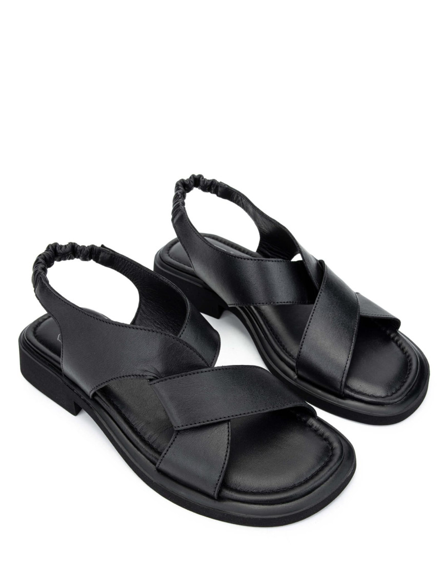 Tamer Tanca Kadın Hakiki Deri Siyah Deri Topuklu Sandalet