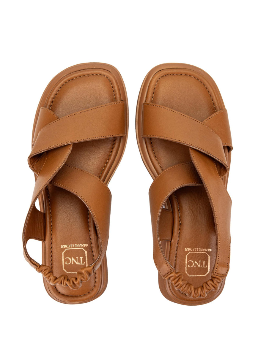 Tamer Tanca Kadın Hakiki Deri Taba Deri Topuklu Sandalet