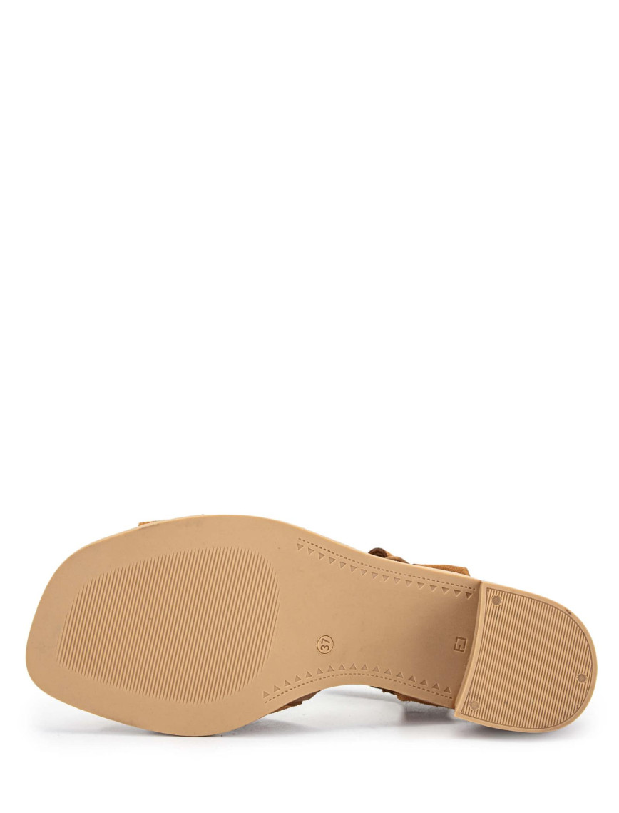 Tamer Tanca Kadın Hakiki Deri Tütün Süet Topuklu Sandalet