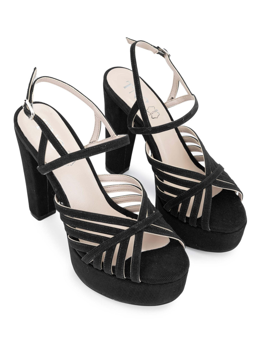 Tamer Tanca Kadın Vegan Siyah Topuklu Sandalet