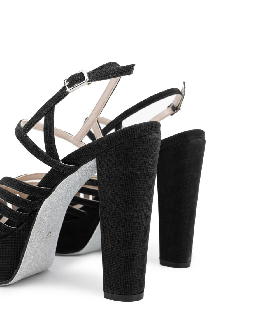 Tamer Tanca Kadın Vegan Siyah Topuklu Sandalet