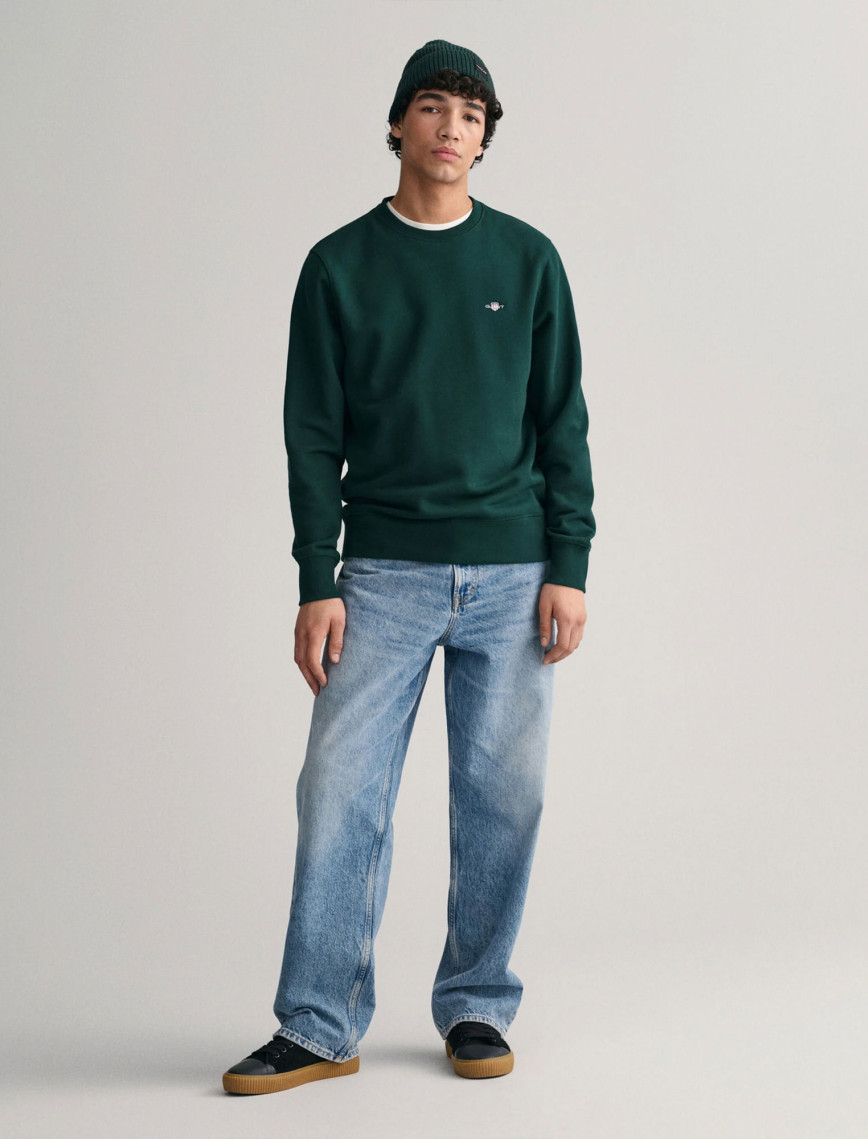 GANT Erkek Yeşil Regular Fit Bisiklet Yaka Sweatshirt GANT Erkek Yeşil Regular Fit Bisiklet Yaka Sweatshirt