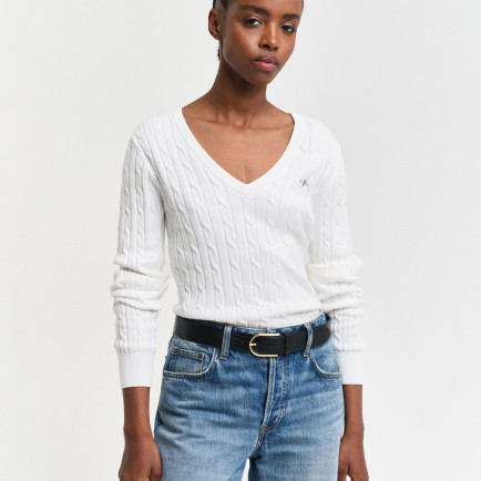 GANT Kadın Krem V Yaka Örgü Kazak GANT Kadın Krem V Yaka Örgü Kazak