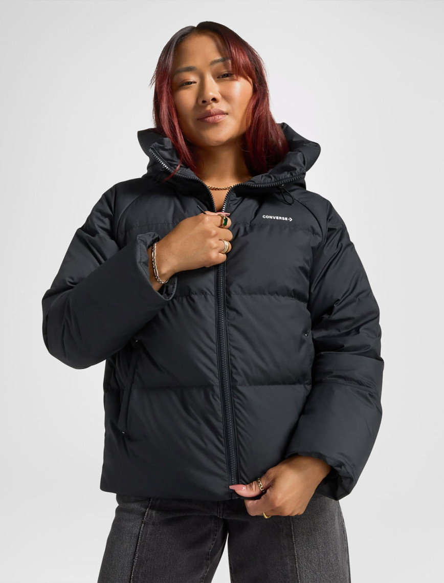 Converse Classic Kadın Kapüşonlu Siyah Ceket Converse Classic Kadın Kapüşonlu Siyah Ceket