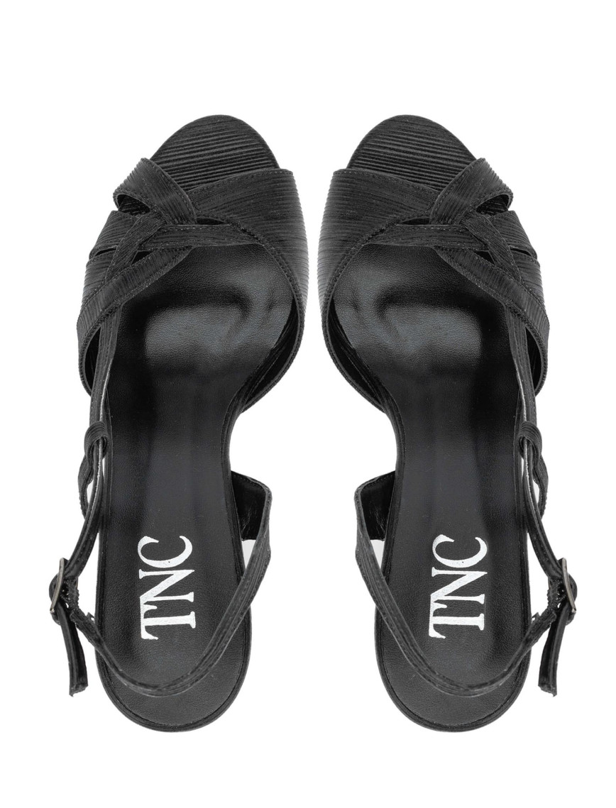Tamer Tanca Kadın Vegan Siyah Topuklu Sandalet Tamer Tanca Kadın Vegan Siyah Topuklu Sandalet