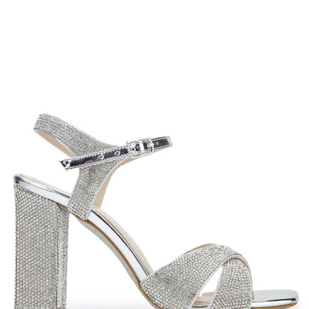 Tamer Tanca Kadın Vegan Gümüş Topuklu Sandalet
