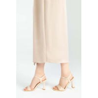 Tamer Tanca Kadın Vegan Nude Kroko Rugan Topuklu Sandalet