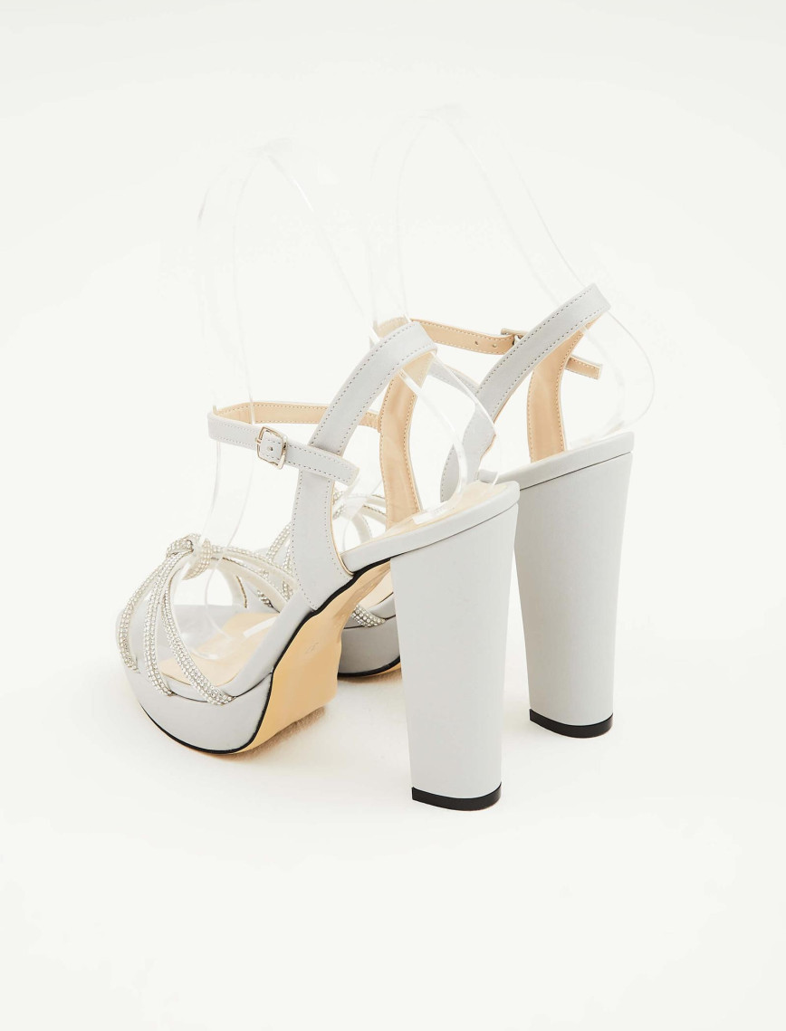 Tamer Tanca Kadın Vegan Gri Topuklu Sandalet Tamer Tanca Kadın Vegan Gri Topuklu Sandalet