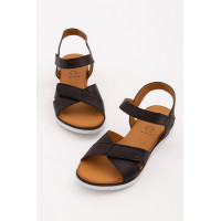 Tamer Tanca Kadın Hakiki Deri Siyah Günlük Sandalet