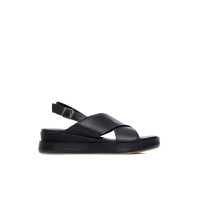 Tamer Tanca Kadın Hakiki Deri Siyah Deri Düz Sandalet