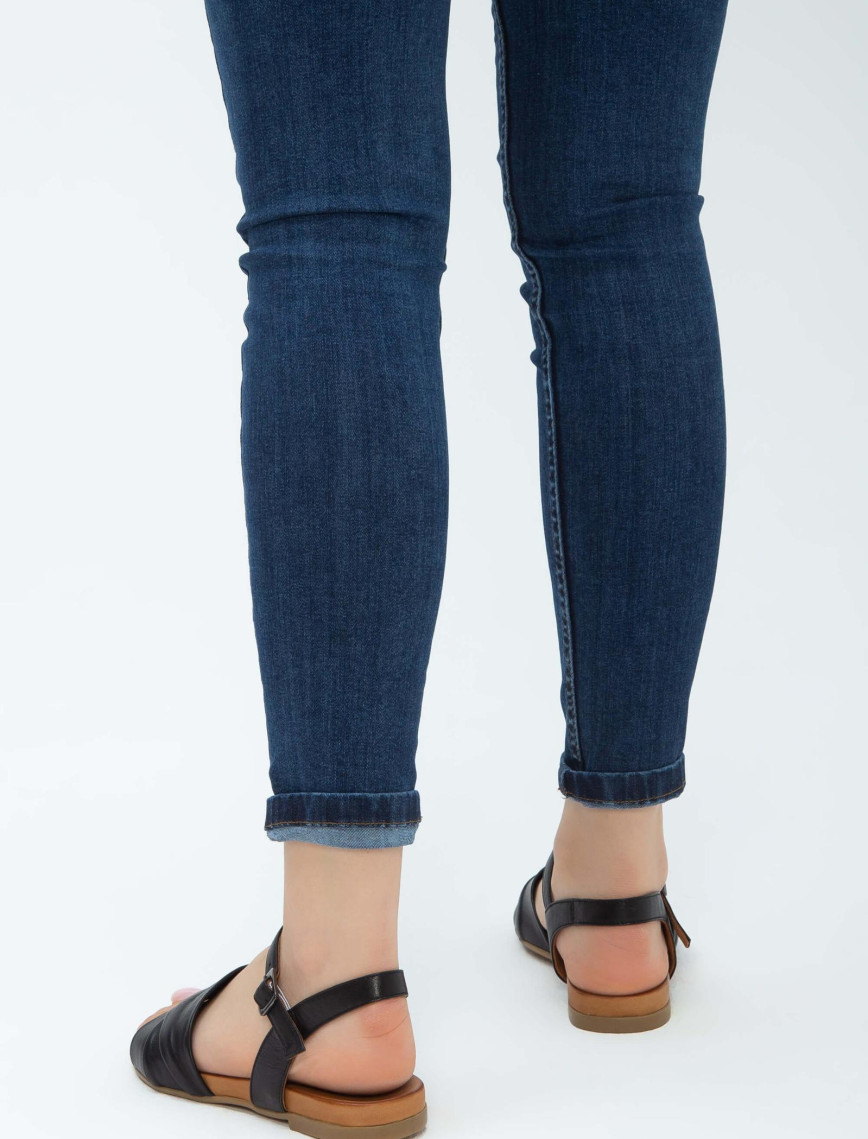 Tamer Tanca Kadın Hakiki Deri Siyah Deri Düz Sandalet