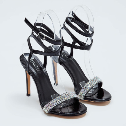 Tamer Tanca Kadın Vegan Siyah Topuklu Sandalet