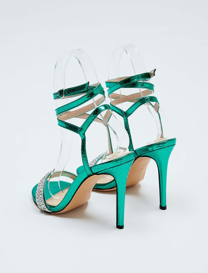 Tamer Tanca Kadın Vegan Yeşil Yılan Topuklu Sandalet Tamer Tanca Kadın Vegan Yeşil Yılan Topuklu Sandalet