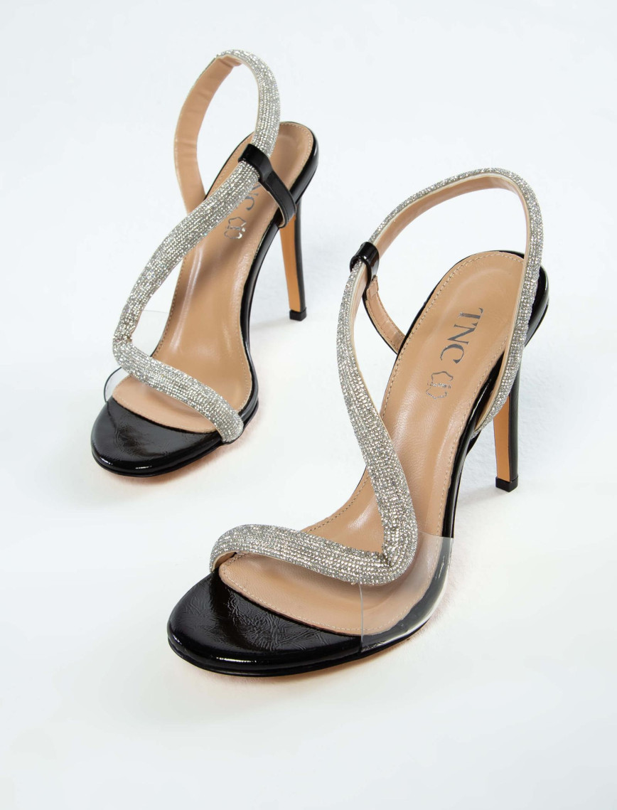 Tamer Tanca Kadın Vegan Siyah Topuklu Sandalet