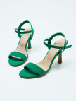 Tamer Tanca Kadın Vegan Yeşil Saten Topuklu Sandalet