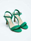 Tamer Tanca Kadın Vegan Yeşil Saten Topuklu Sandalet