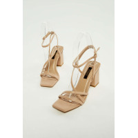 Tamer Tanca Kadın Vegan Bej Topuklu Sandalet Tamer Tanca Kadın Vegan Bej Topuklu Sandalet