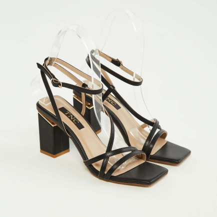 Tamer Tanca Kadın Vegan Siyah Topuklu Sandalet