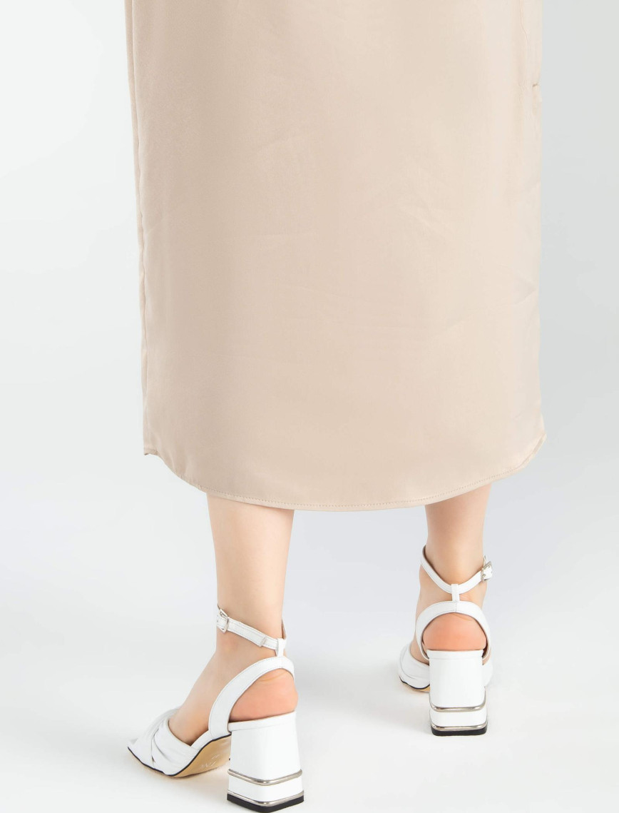 Tamer Tanca Kadın Hakiki Deri Beyaz Topuklu Sandalet Tamer Tanca Kadın Hakiki Deri Beyaz Topuklu Sandalet