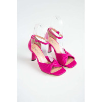 Tamer Tanca Kadın Hakiki Deri Fuşya Topuklu Sandalet