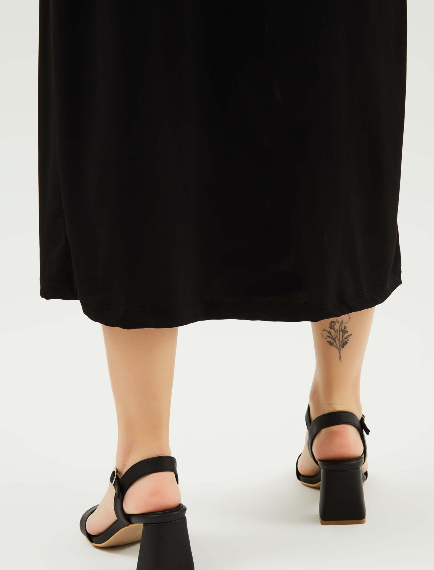 Tamer Tanca Kadın Hakiki Deri Siyah Topuklu Sandalet