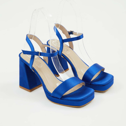 Tamer Tanca Kadın Hakiki Deri Saks Saten Topuklu Sandalet