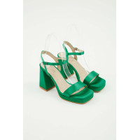 Tamer Tanca Kadın Hakiki Deri Yeşil Topuklu Sandalet