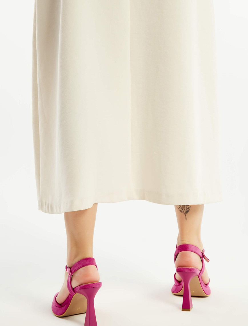 Tamer Tanca Kadın Hakiki Deri Pembe Topuklu Sandalet