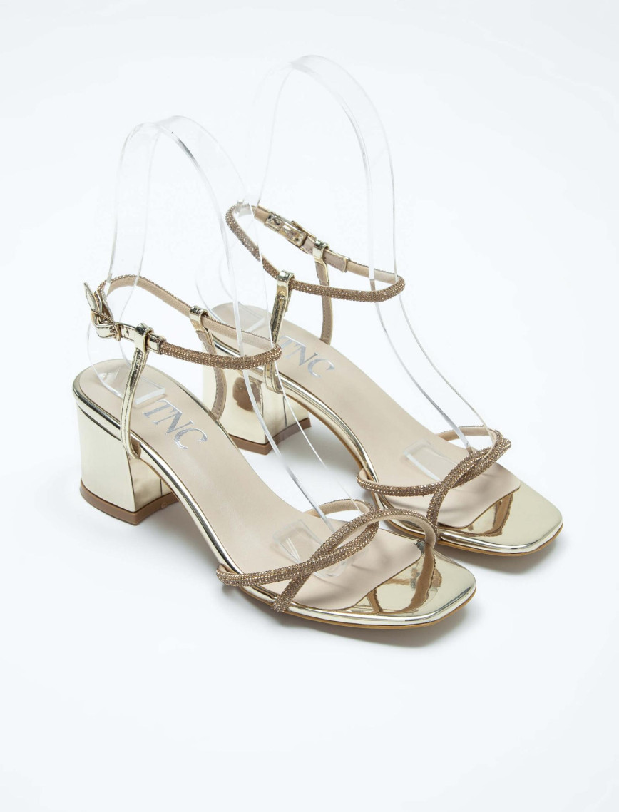 Tamer Tanca Kadın Vegan Siyah Rugan Topuklu Sandalet