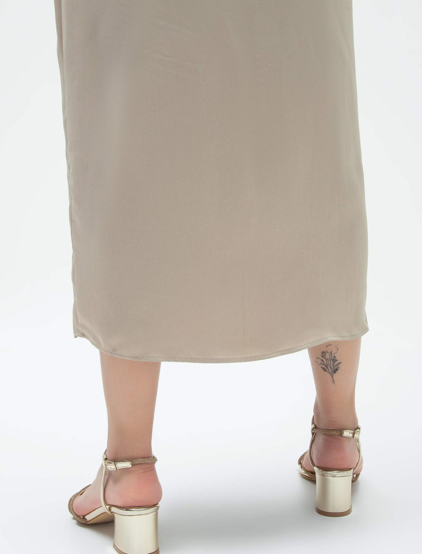 Tamer Tanca Kadın Vegan Gold Rugan Topuklu Sandalet