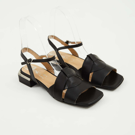 Tamer Tanca Kadın Hakiki Deri Siyah Deri Topuklu Sandalet