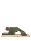 Tamer Tanca Kadın Vegan Haki Süet Düz Sandalet