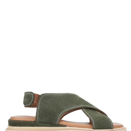 Tamer Tanca Kadın Vegan Haki Süet Düz Sandalet