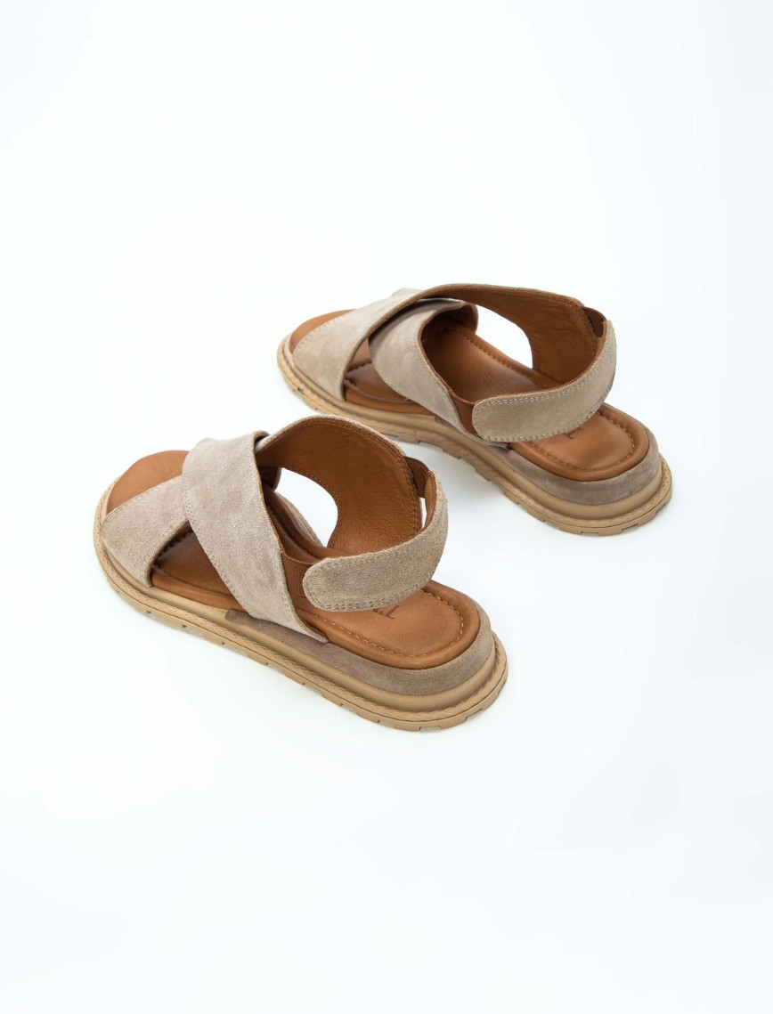 Tamer Tanca Kadın Vegan Bej Düz Sandalet