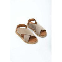 Tamer Tanca Kadın Vegan Bej Düz Sandalet