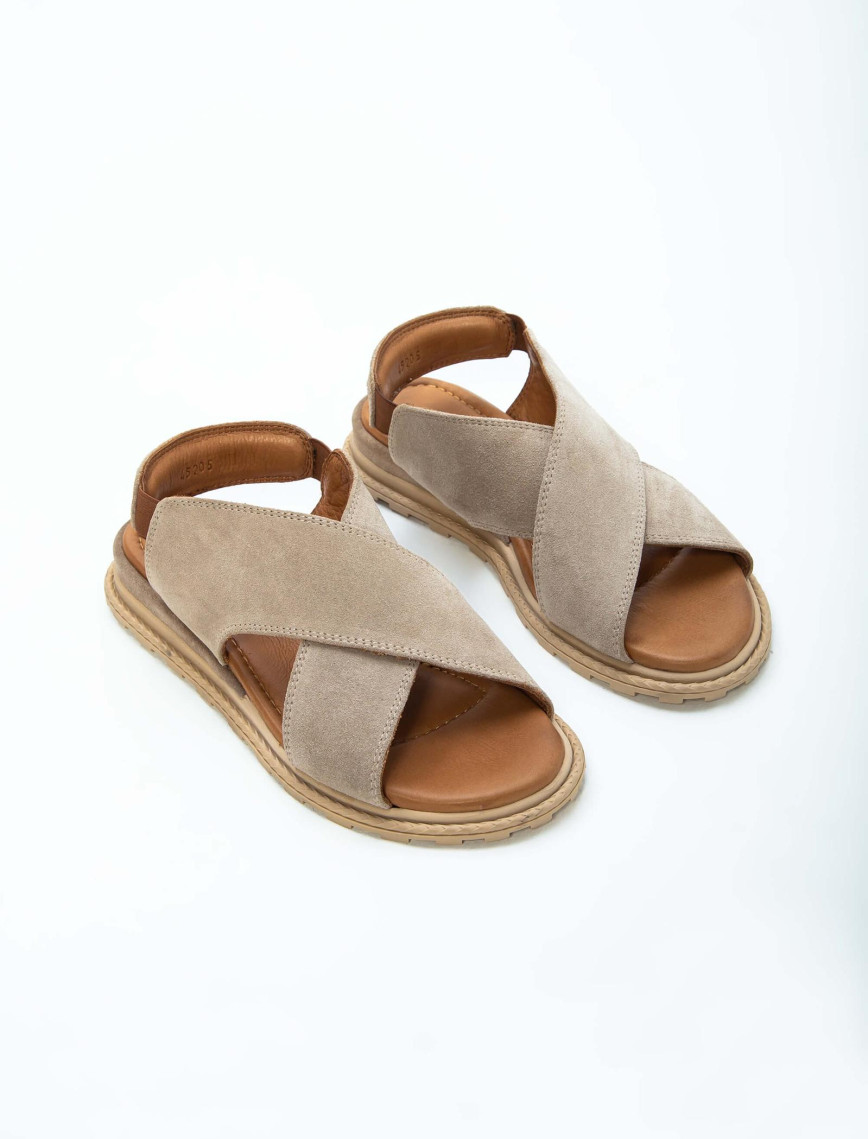 Tamer Tanca Kadın Vegan Taba Süet Düz Sandalet