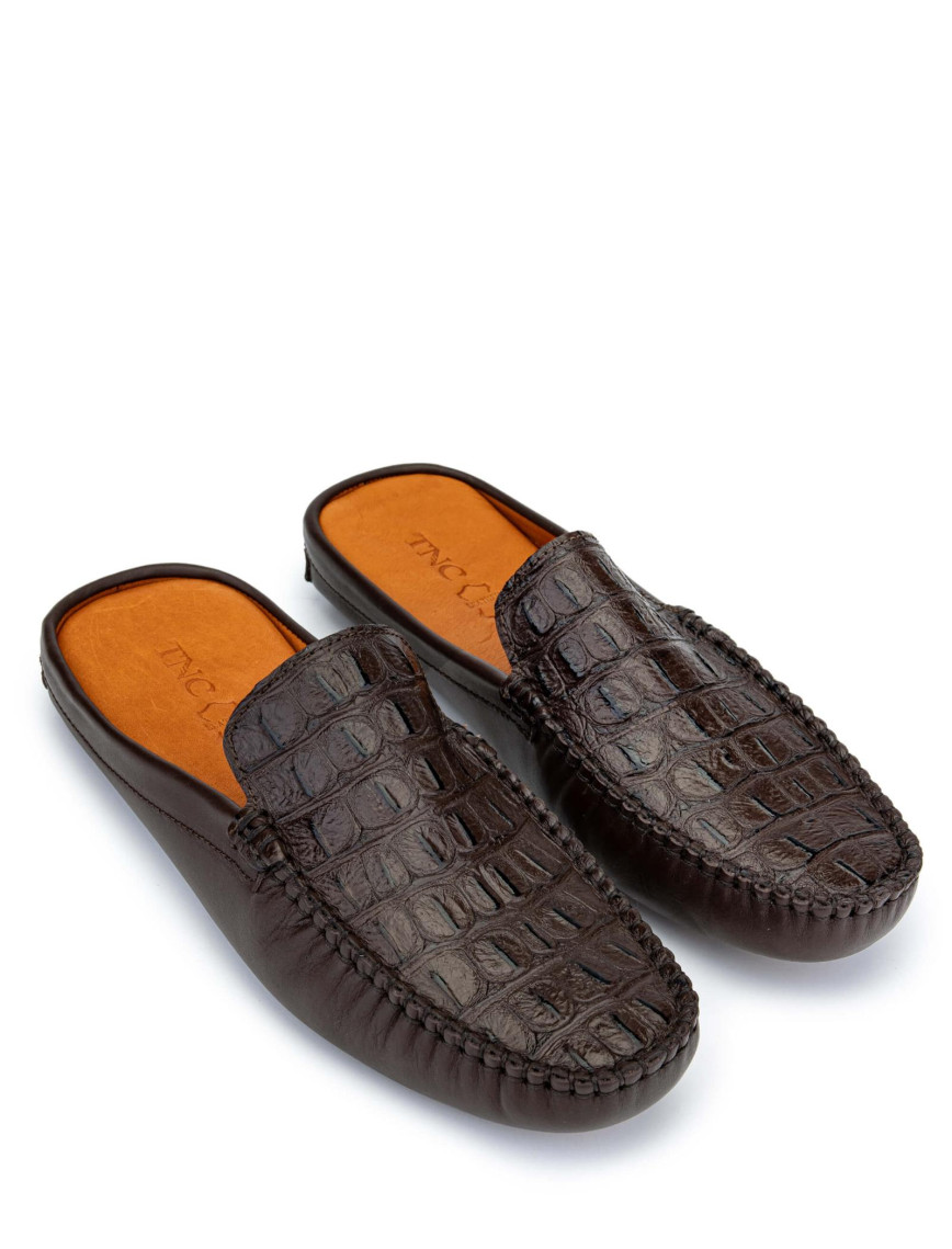 Tamer Tanca Erkek Hakiki Deri Kahverengi Terlik