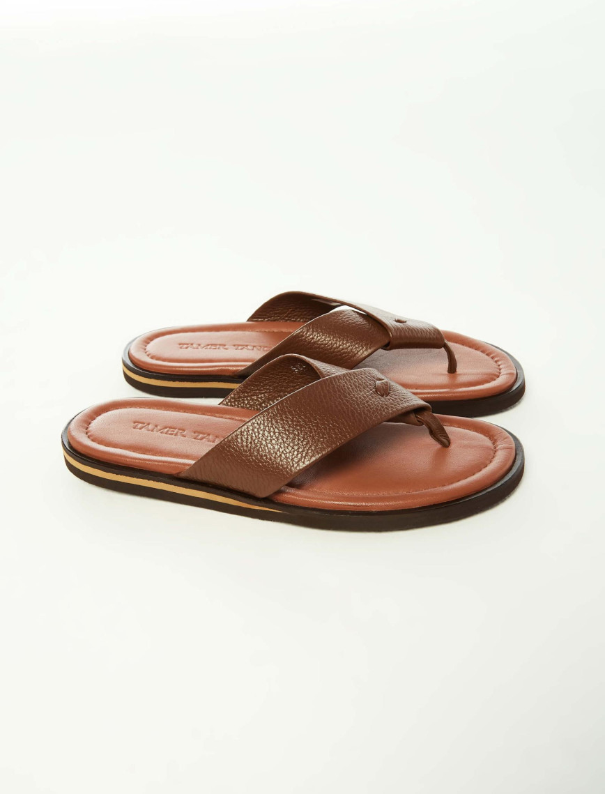 Tamer Tanca Erkek Hakiki Deri Taba Floter Parmak Arası Terlik