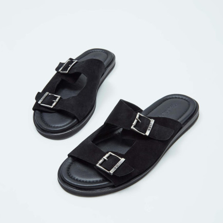 Tamer Tanca Erkek Hakiki Deri Siyah Süet Düz Terlik Tamer Tanca Erkek Hakiki Deri Siyah Süet Düz Terlik